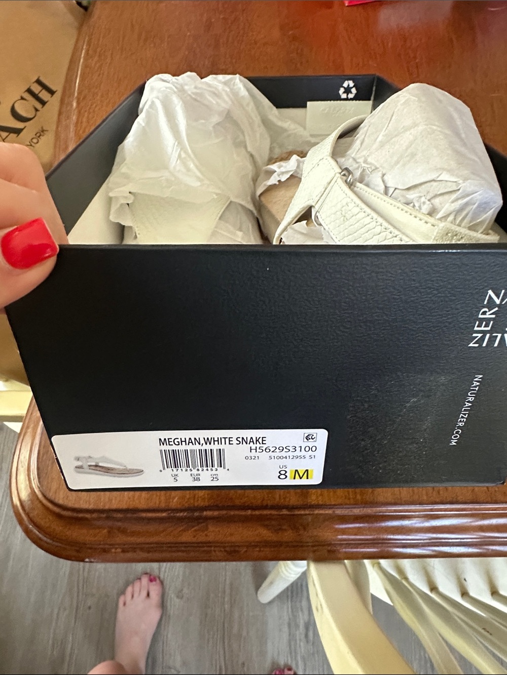 Naturalizer Meghan White Snake Sandal